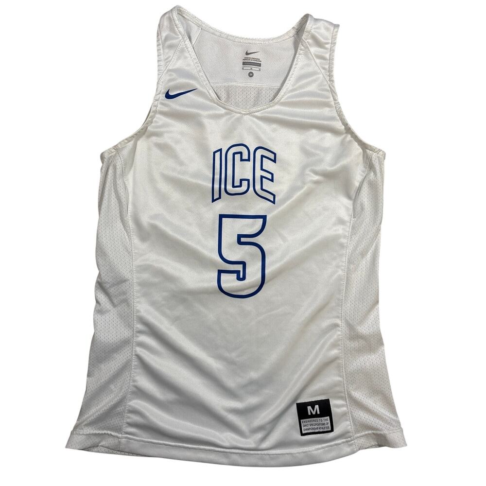 Nike Ice 5 white blue tank basketball jersey Youth Medium 17x26